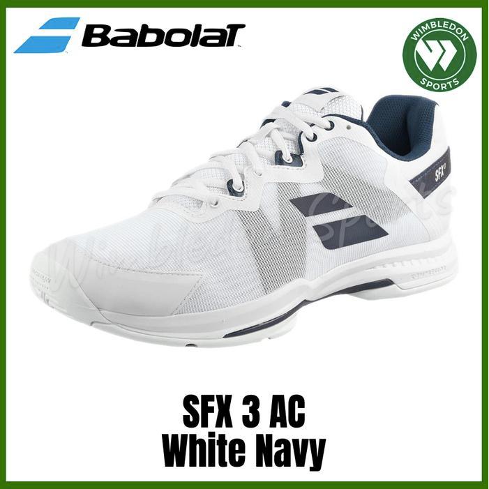 terlaris Sepatu BABOLAT SFX 3 / Sepatu Tenis Babolat SFX 3 White Navy 100% ori