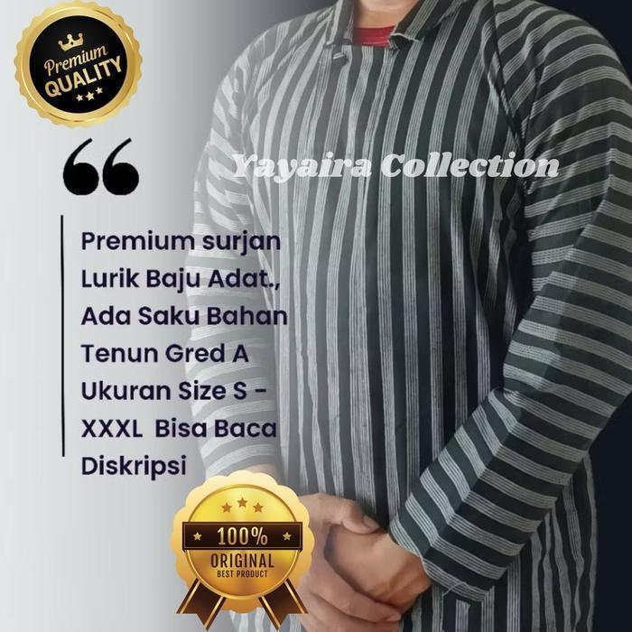 TERLARIS Baju Adat Jawa Lurik Pria Size S,M,L,XL,XXL jumbo XXXXL Surjan Pria Lurik Pria Dewasa -