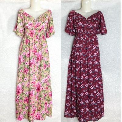 Dress Lolita Panjang Motif Floral Pesta Bunga