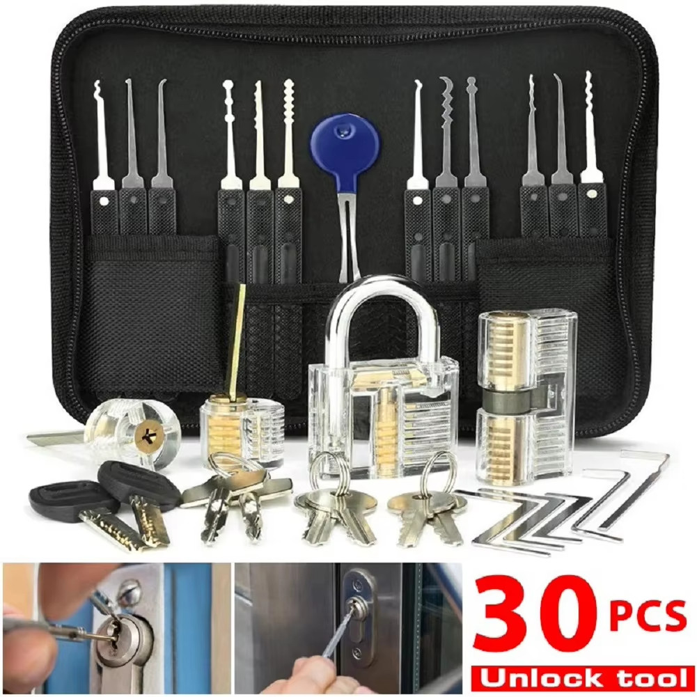 1 Set Lock Picking Set Transparent Locksmith Tools Multifunctional Training Locks Set Steel For