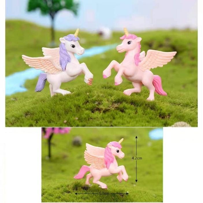 Topper Figure Cake Hiasan Toper Kue Karakter Motif Unicorn Bersayap