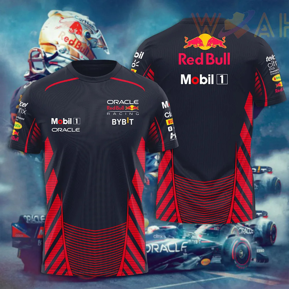 Summer Red Bull Racing Men'S T-Shirt 3D Printed Motorcycle T-Shirt Red Bull Sleeve Outdoor Sports