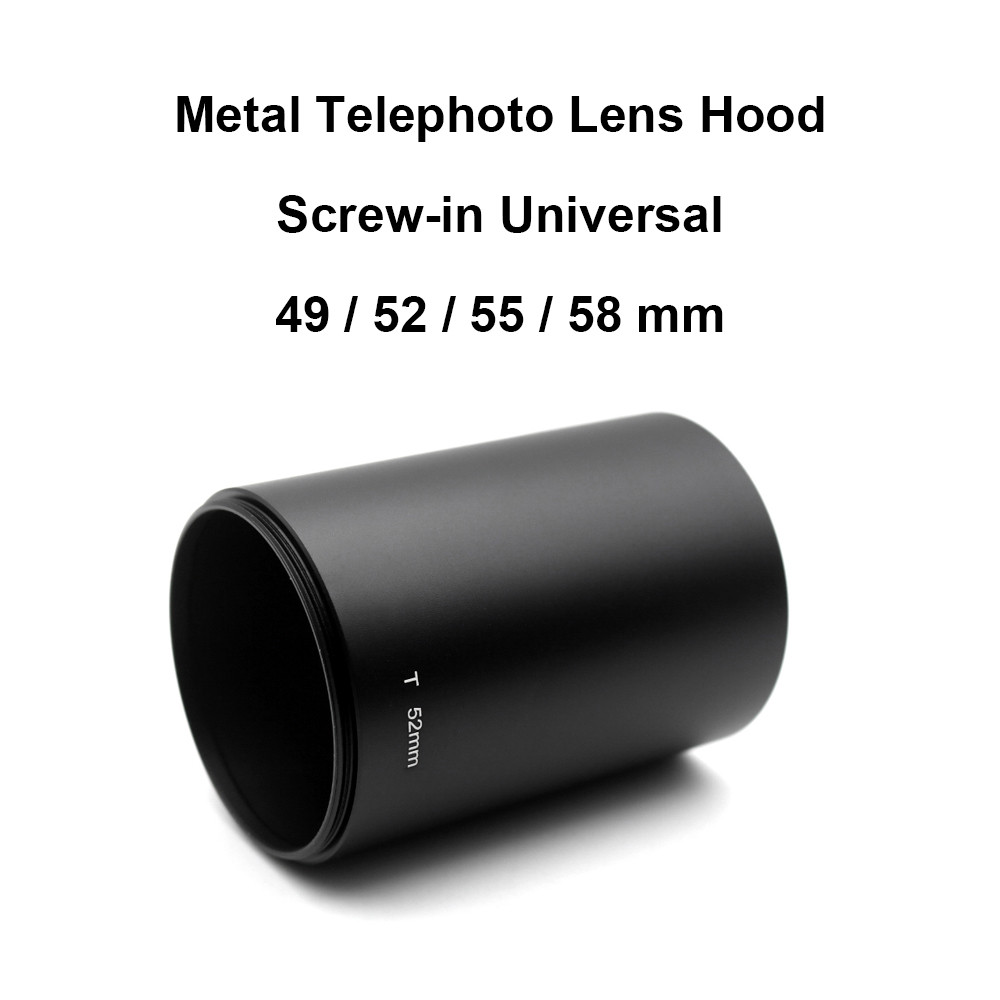 Tele Lens Hood 49 52 55 58mm Screw-in Metal Length 78mm Telephoto Lens Hood for Mirror Reflex Lens