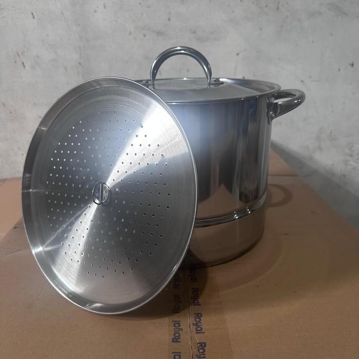 SUPRA Panci Stainless Steel 20 qt Stock Pot Besar Tutup SS + Steamer Langseng Gratis Ongkir