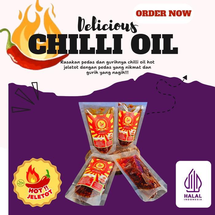 "New" Chilli oil hot jeletot kemasan 150 gram pedas enak gurih nagih Dimsum Saus Chili Masakan