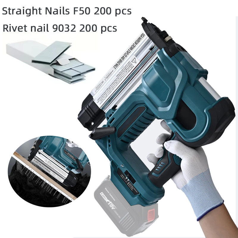 Cordless Nail Gun,18GA 2 in 1 Nailer/Stapler Gun Compatible with Makita Battery,2 Mode for