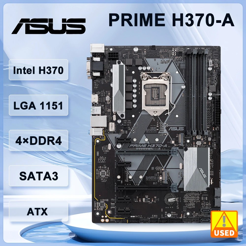 Asus Prime H370-A Motherboard Intel H370 Lga 1151 4Ddr4 64Gb Support I3-9100F I5-8600 I9-9900