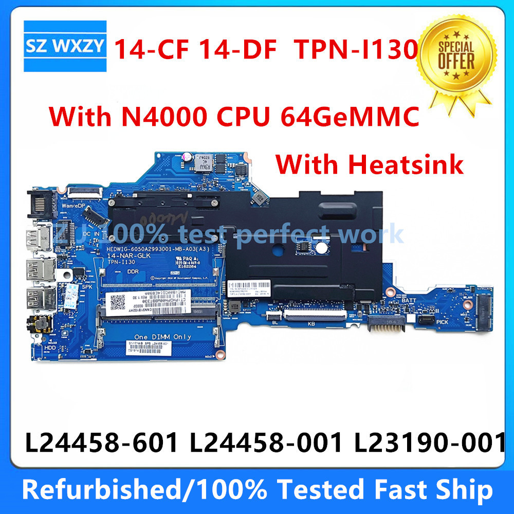 Used For Hp 14-Cf 14-Df 14-Nar-Glk Tpn-I130 Laptop Motherboard With N4000 64Gemmc L24458-601