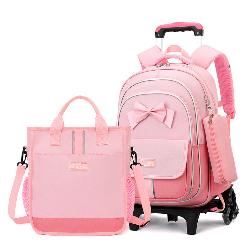 School Bag Kids Rolling Backpack for Boy Girls Wheeled Backpacks With Wheels Trolley Bookbag Carry
