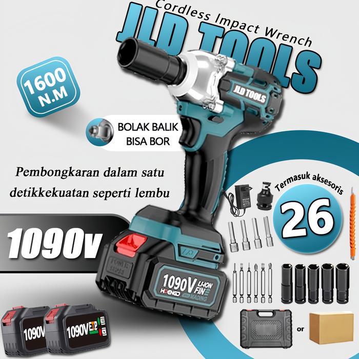 JLD Impact wrench Cordless 1090V / 588V Brushless bor impact baterai Brushless bor impact baterai
