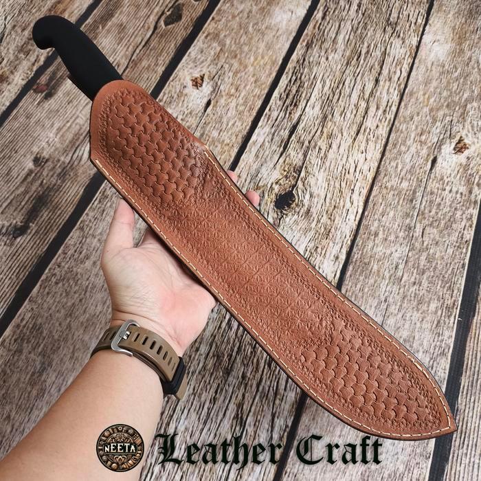 Sarung pisau kulit asli motif untuk pisau butcher bullnose victorinox tramontina 20 - 36 cm original