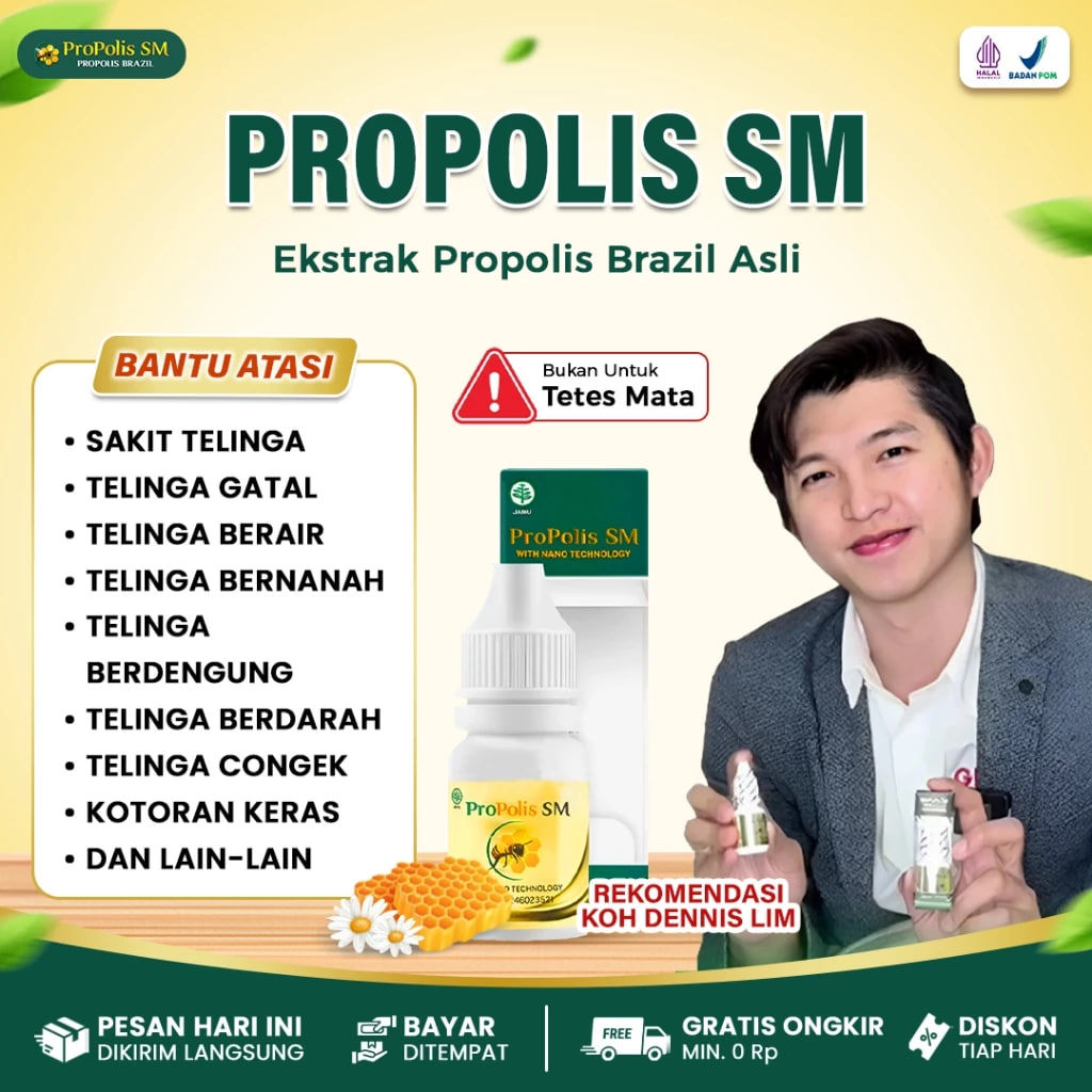 Propolis SM Brazil Original Untuk Obat Gendang telinga Bolong, Obat Telinga Bernanah, Obat Tetes Tel