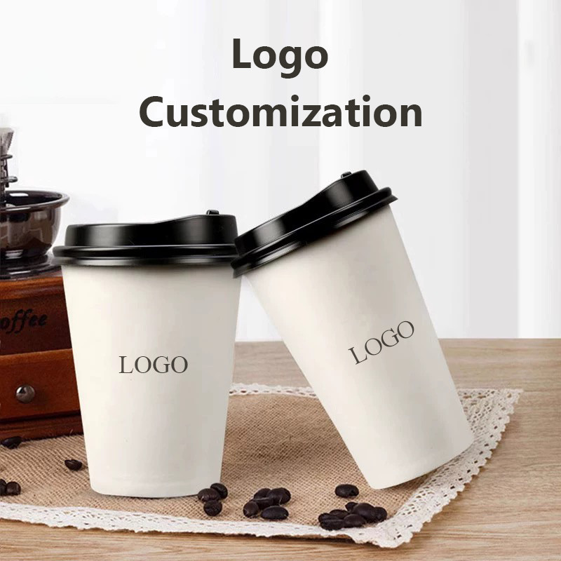 100pcs 250ml paper cup with lid Personalized CustomCompany logo cup printingEvent Party