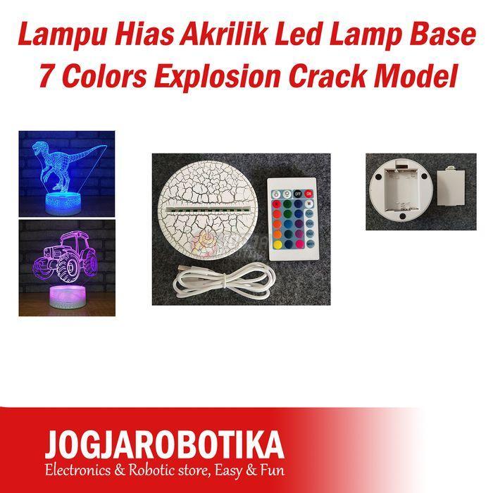 Lampu Tidur Hias Akrilik Led Lamp Base 7 Colors Explosion Crack Model Tatakan Lampu LED Akrilik