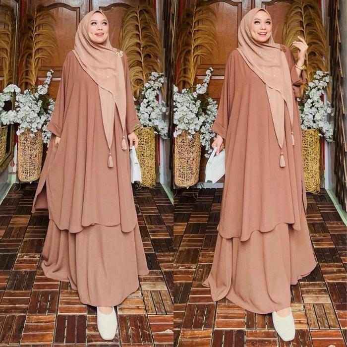 Hanami Set Tunik (One Set Tunik Skrit Melayu Bahan Haniyah Arabian Anti Uv) Setrok By Ohc Terjamin