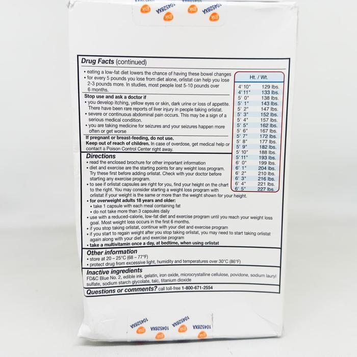 Alli Orlistat Diet Weight Loss Supplement Pills 60 Mg 60 Capsules Non Prescription Weight Loss Aid