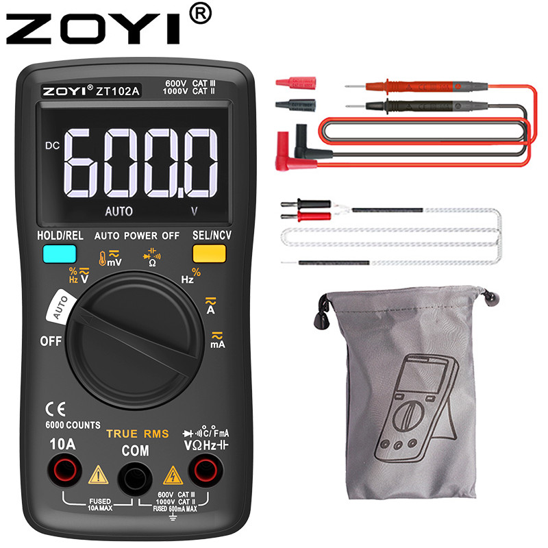 Zotek Palm-sized Multimeter ZT-102A: Fully automatic range detection for resistance, capacitance,