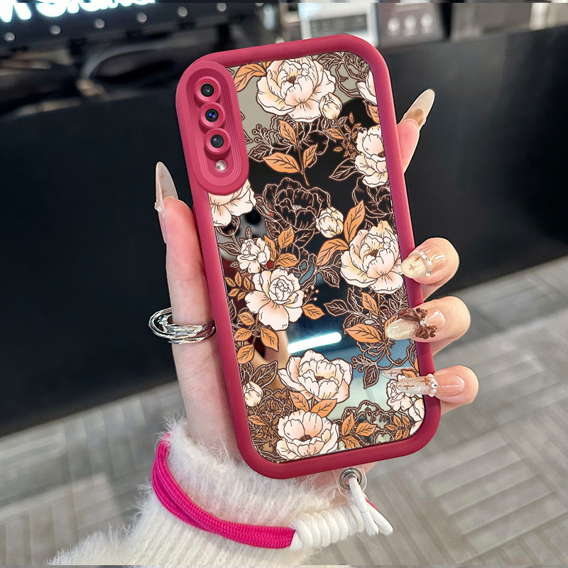 Casing Hp untuk Samsung Galaxy A50 A50s A30s Case Casing Bunga pola Silikon Softcase Kasing HP tali 