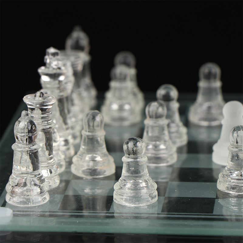 1Set Craft Crystal Glass Chess Set Acrylic Chess Board Anti-broken Elegant Glass Chess Pieces Board