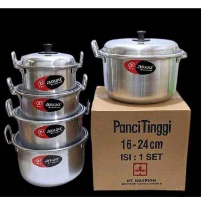 Maspion Panci Rebus TL TD Kilap Set 5 PCS - 16 18 20 22 24 CM Aluminium Tebal - MN