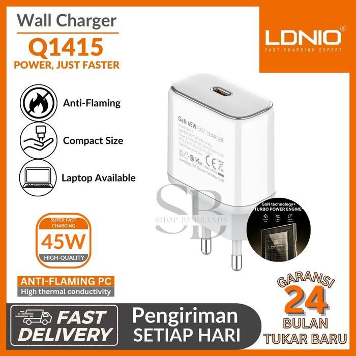 Terlaris Travel Wall Charger LDNIO Q1415 45W GaN Technology PD/QC3.0 Laptop Available Super Fast