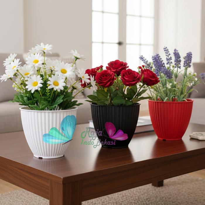 RAJA INDO Pot Kerang 15 Putih / Pot Zigo 15 / Pot Tanaman / Pot Hias / Pot Bunga Artificial Besar