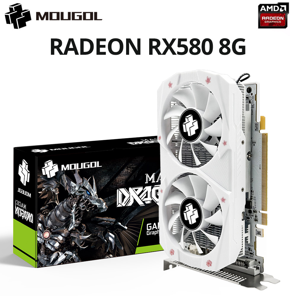 MOUGOL Radeon RX580 2048SP 8G Graphics Card GDDR5 Memory AMD Gaming Card 256Bit DP DVI Interface Dir