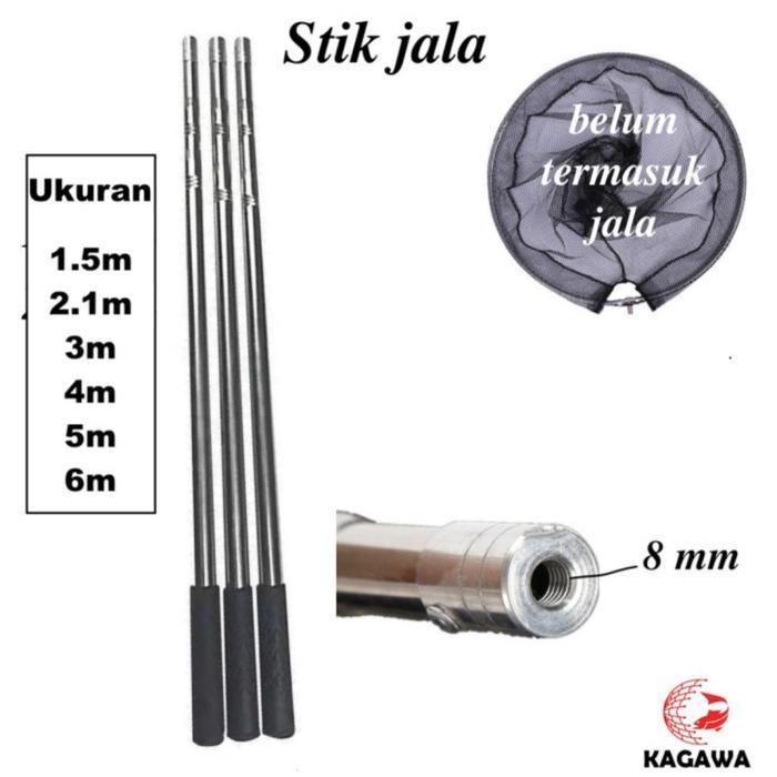 Tanggok Serokan jala ikan 4m/5m/6m/Tongkat Stik Pencedok/ Serokan Jala Ikan bahan Kuat dan Tebal