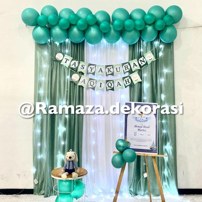 Paket Dekorasi Aqiqah BUNTING FLAG Syukuran Tasyakuran Khitan Ulang Tahun 7 Bulanan Kain Habutei