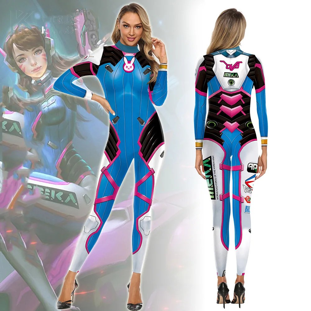 Game Dva Mechanical Cosplay Jumuit Costume Women Bodysuit Halloween Party Cos Zentai Suits Dva