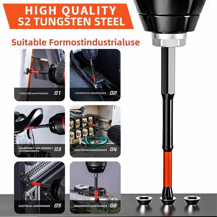 3pcs Mata bor Obeng Magnetik Set kepala mata obeng set Baja 1/4 Inci Bit 50-90mm Set Mata Obeng