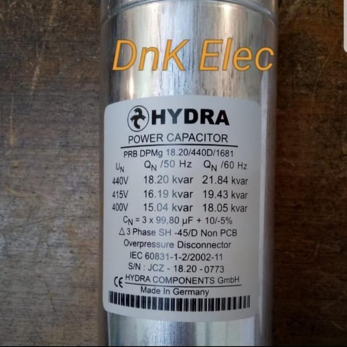 Capacitor/Capasitor/Kapasitor 15kvar//15 kvar 400V Merk Hydra