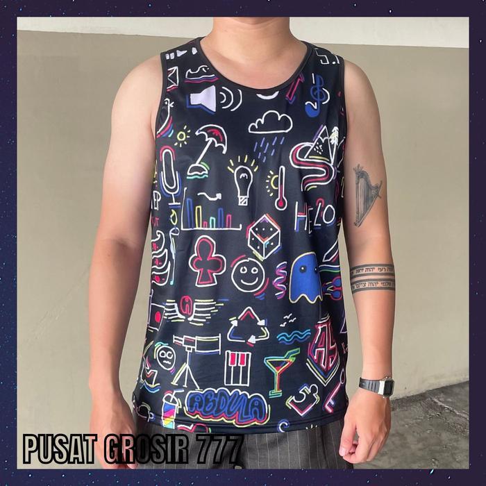 Singlet Motif Pria / Kaos Singlet Cowok Premium Import Keren Psa 01 100% Original