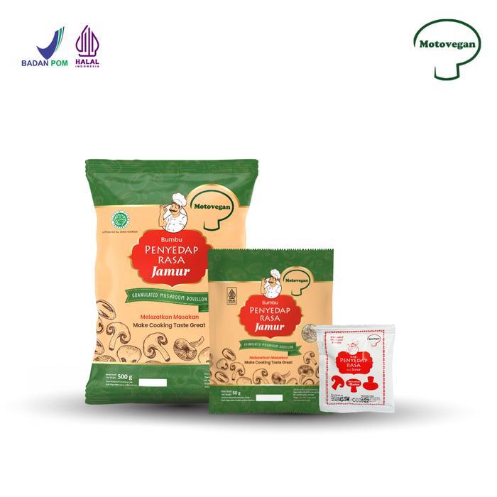 Paket Hemat Kaldu Jamur Non Msg Motovegan 5Gr, 50Gr Dan 500Gr
