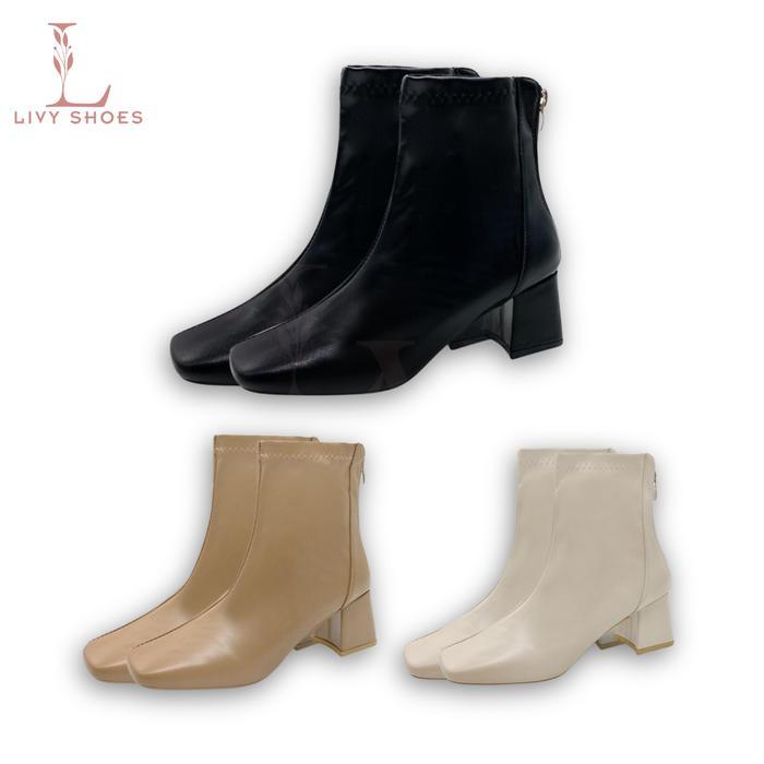 Aerostreet - Free Box Livy Boots Kulit Yeri Wanita Modern Fashion Casual Korean Style Terbaru Shoes