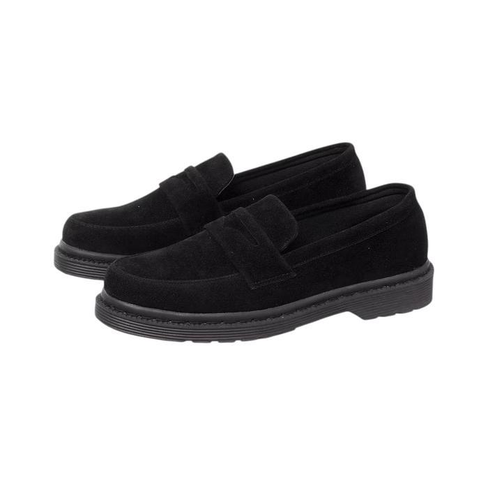 Aerostreet - Sepatu Loafers Pantofel Formal Docmart Kerja Pria Hitam Flat Shoes