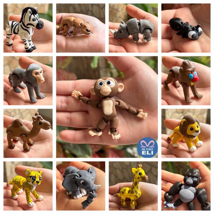 SET Miniatur Hewan Binatang Kecil Panda Merah, Lemur, Tokek, Kelomang, Gajah, Angsa, Monyet, Rakun,