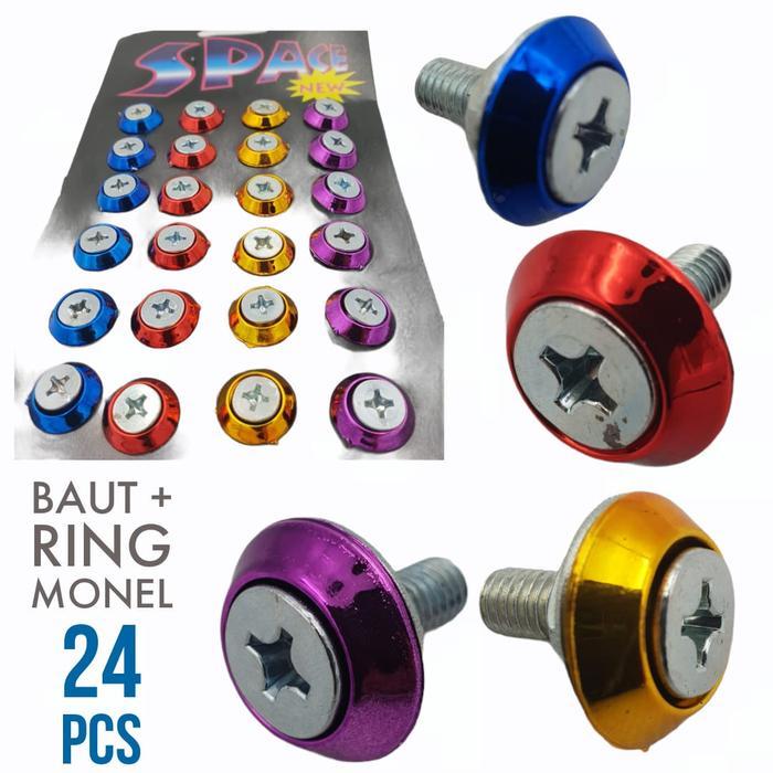 Promo Baut Variasi +Ring Monel + Baut Mur (24Pcs) Variasi Motor Ring Monel