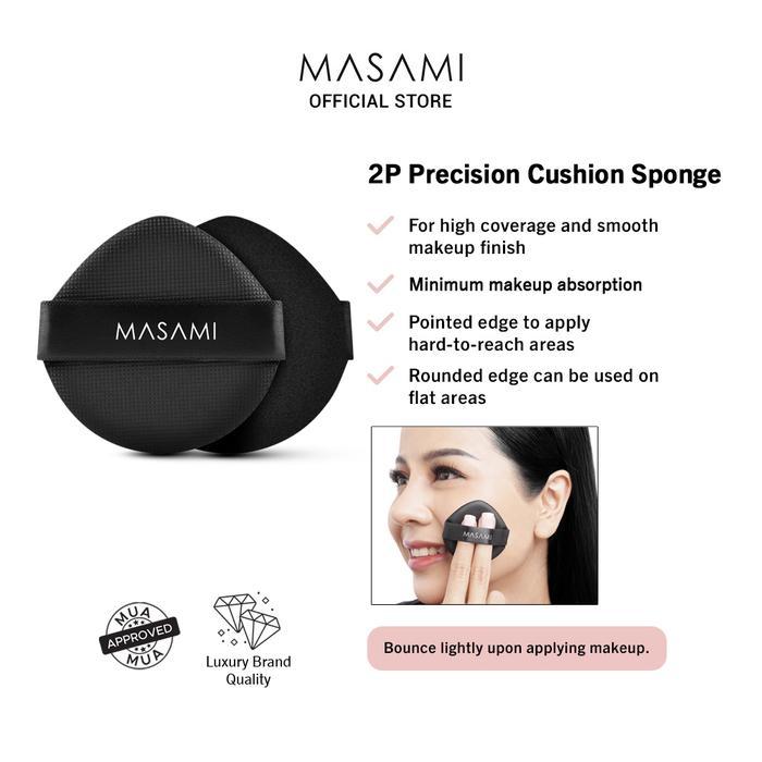 Masami 2 Pcs Precision Cushion Puff Sponge Make Up Spons Bedak Tabur Puff Bedak Padat Compact Powder