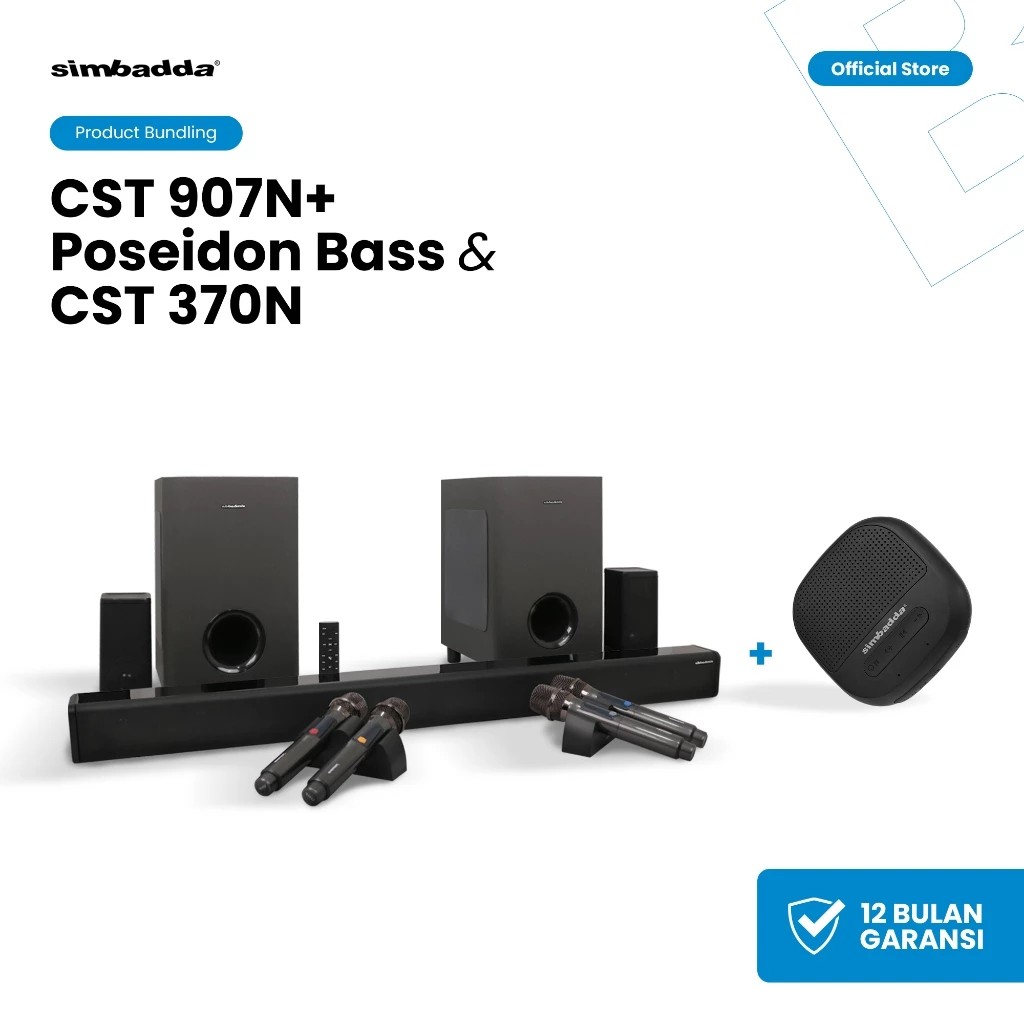 Simbadda Soundbar CST 907N+ Poseidon Bass & CST 370N Bluetooth Portable [Bundle Exclusive]