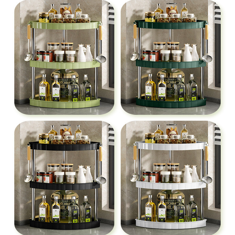 Kitchen Spice Rack Shelf Countertop Corner Multifunctional Seasoning Supplies Rack Saving Spice Rack