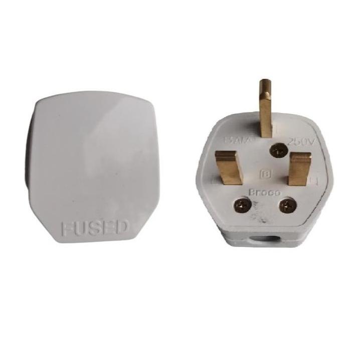 Colokan Listrik steker AC steker 3 kaki 3 putih Broco