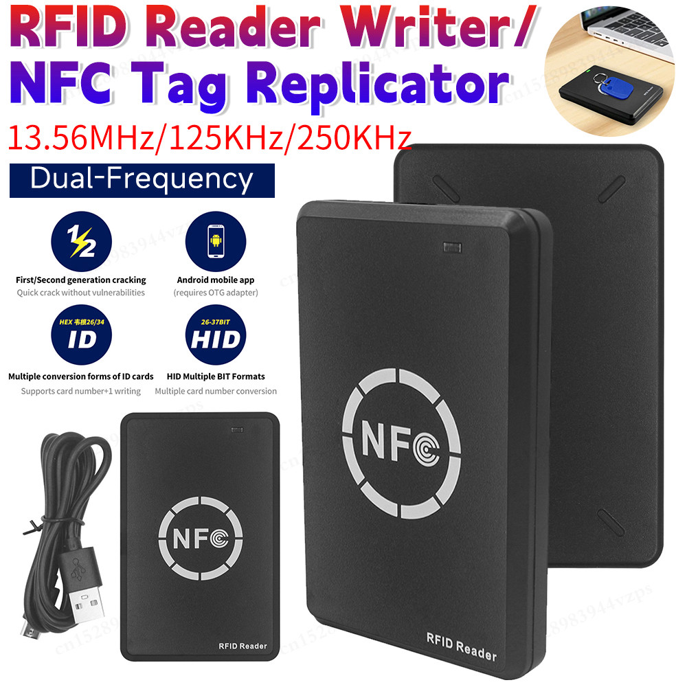 RFID Reader Writer 13.56MHz/125KHz/250KHz 125KHz Card Duplicator 13.56MHz Encrypted Card Decoder