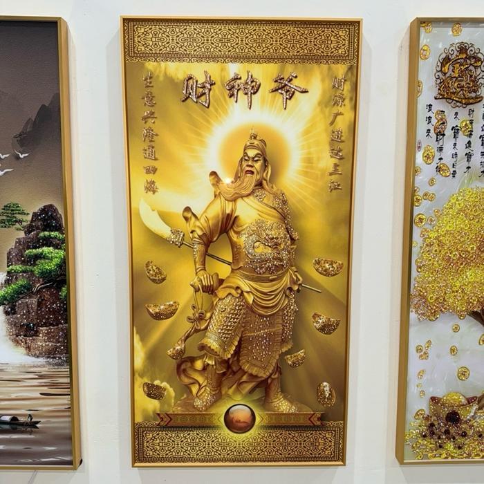 Lukisan Porcelain 5D Diamond Motif Dewa Kwan Kong Guan Yu Buddhist Buddha Pajangan Dinding Mewah