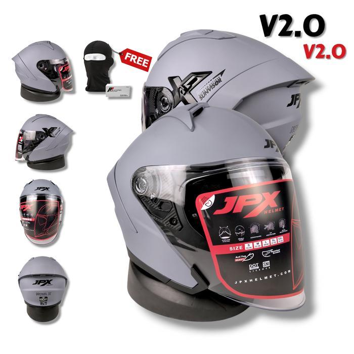 Jpx Nova X Grey Doff Helm Jpx Half Face Suport Kacamata Motorcycle