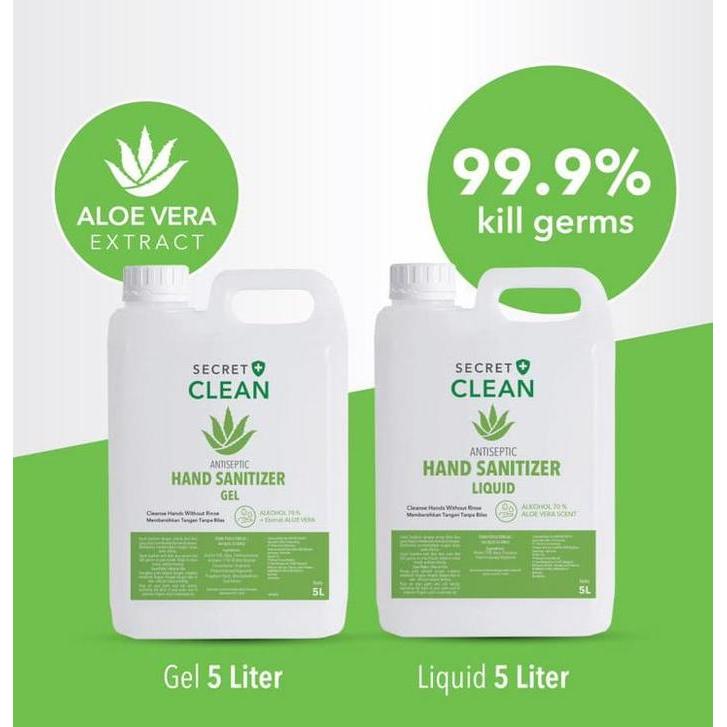 Hand Sanitizer Liquid Jerigen Secret Clean 5 Liter Aloe vera
