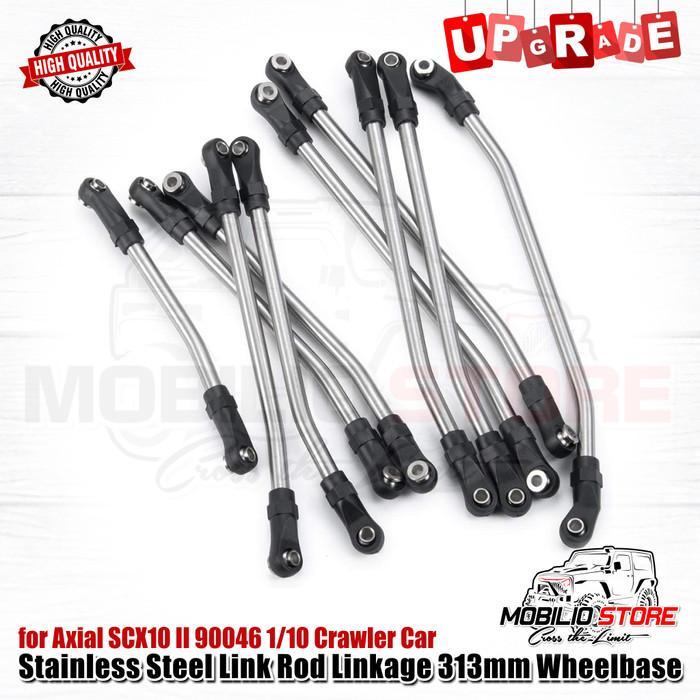 STAINLESS STEEL LINK ROD LINKAGE 313 MM WHEELBASE FOR AXIAL SCX10 II REMOTE CONTROL
