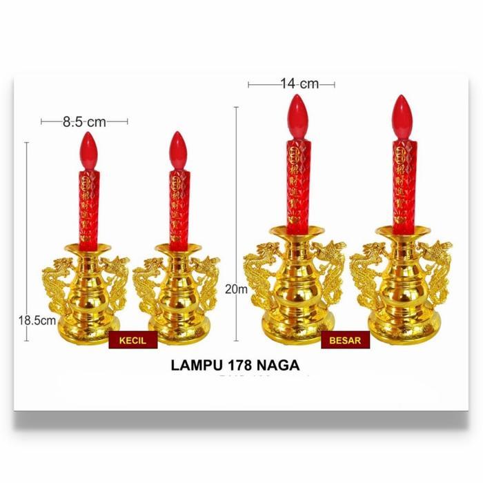 Terbaru Lampu Lilin Led Sembahyang Dua Naga Hong