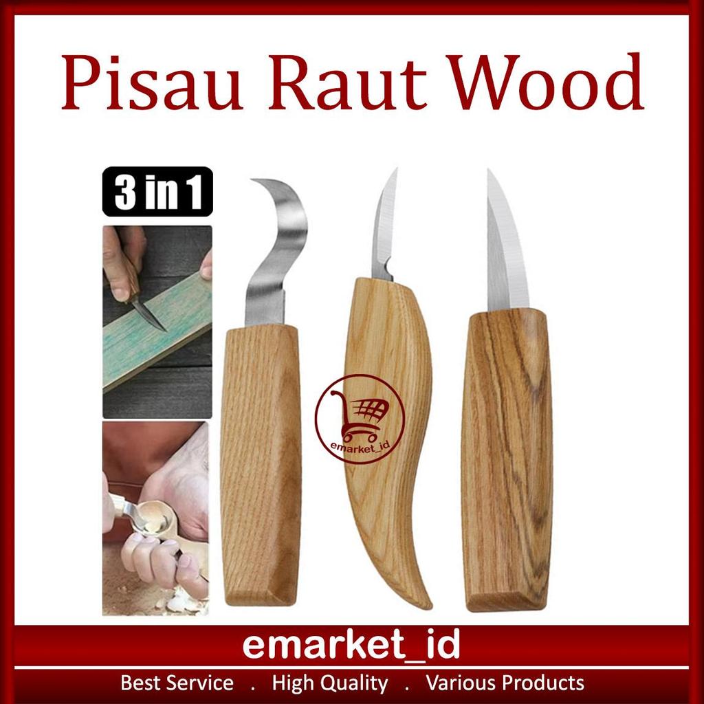 EM Pisau Ukir Raut Kayu 3in1 AK83 / Wood Carving Knife Set / Alat Berisi / Pahat Dapur Potong Model 