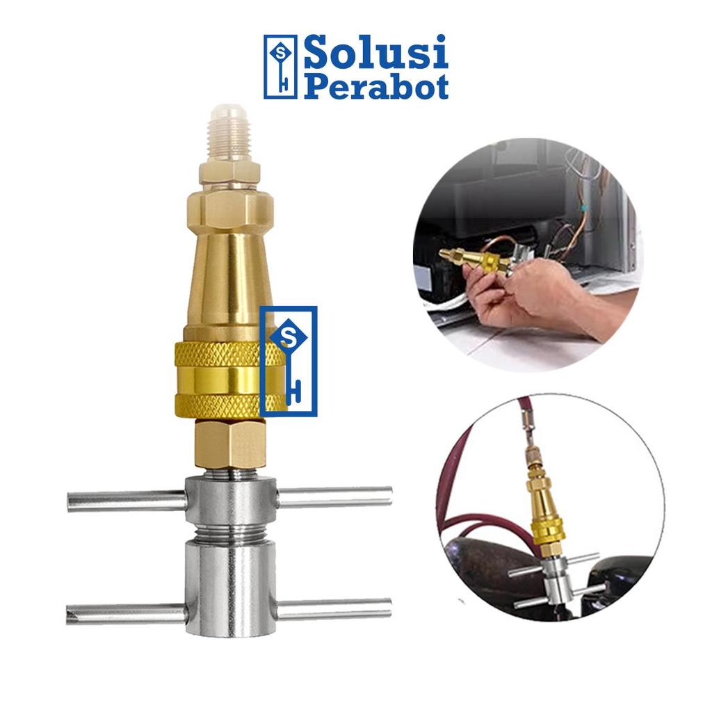 Flushing Tools 1/4 Inch AK80 SP / Konektor Alat Pengisian Cepat Refrigeran Kulkas / Pencuci Tekanan 